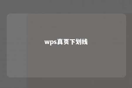 wps真页下划线