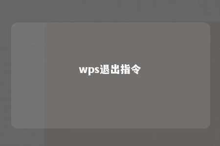 wps退出指令 