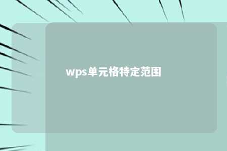 wps单元格特定范围 