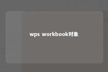 wps workbook对象