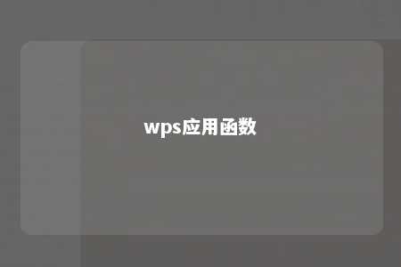 wps应用函数 