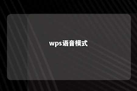 wps语音模式