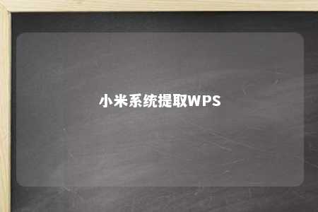 小米系统提取WPS