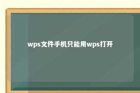 wps文件手机只能用wps打开 