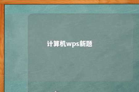 计算机wps新题