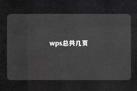 wps总共几页 