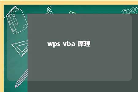 wps vba 原理