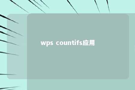 wps countifs应用 