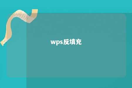 wps反填充 