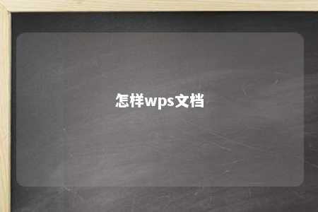 怎样wps文档