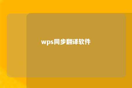 wps同步翻译软件 