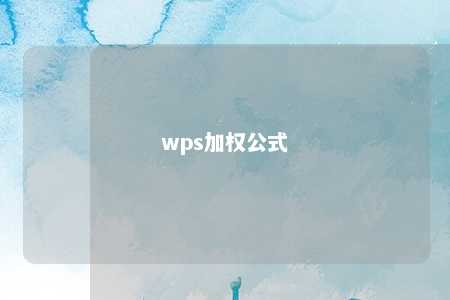 wps加权公式 