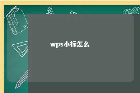 wps小标怎么