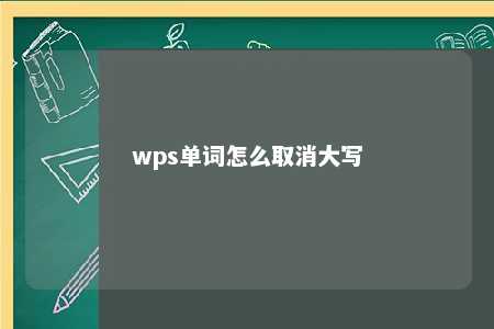 wps单词怎么取消大写