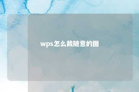 wps怎么截随意的图 