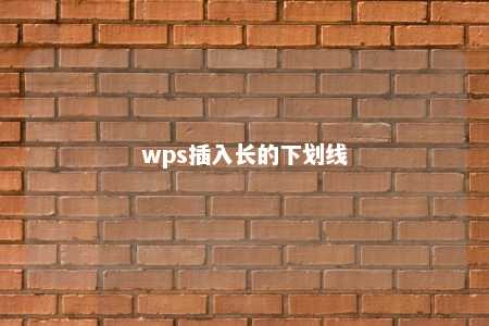 wps插入长的下划线