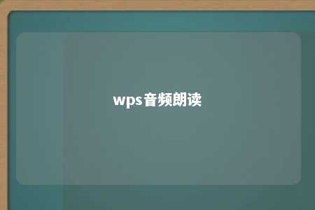 wps音频朗读 