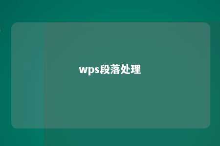 wps段落处理 