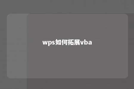 wps如何拓展vba 