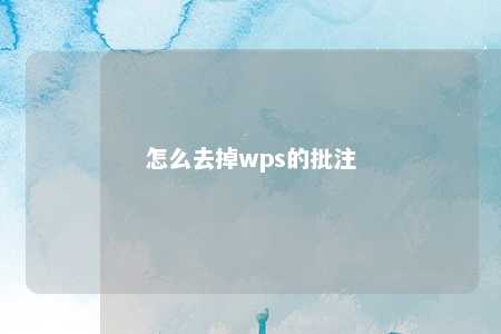 怎么去掉wps的批注 