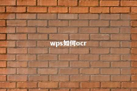 wps如何ocr