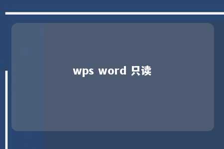 wps word 只读 