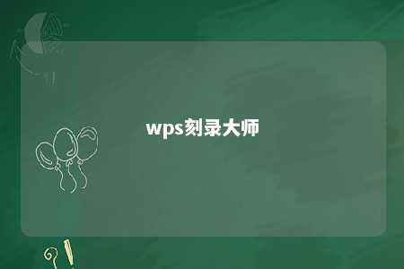 wps刻录大师