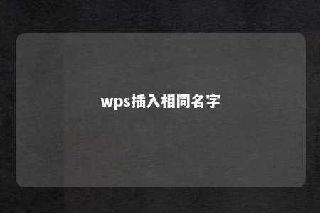 wps插入相同名字 