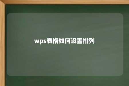 wps表格如何设置排列 