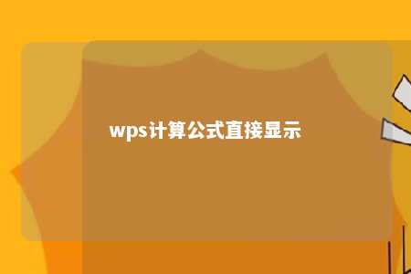 wps计算公式直接显示