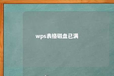 wps表格磁盘已满