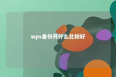 wps备份开什么比较好 