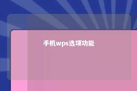 手机wps选项功能 