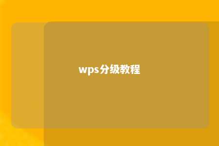 wps分级教程