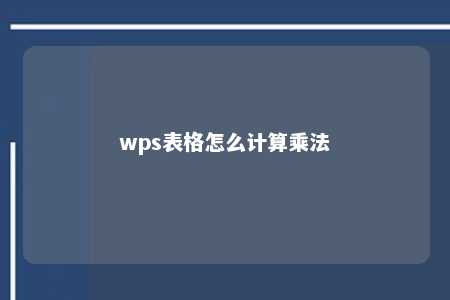 wps表格怎么计算乘法