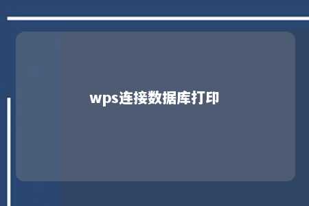 wps连接数据库打印 