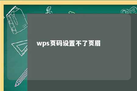 wps页码设置不了页眉 