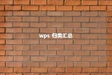 wps 归类汇总 