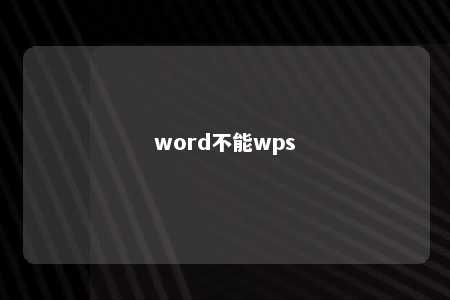 word不能wps 