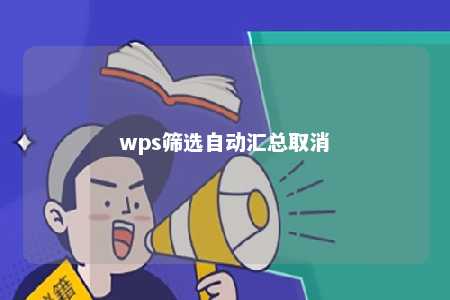 wps筛选自动汇总取消