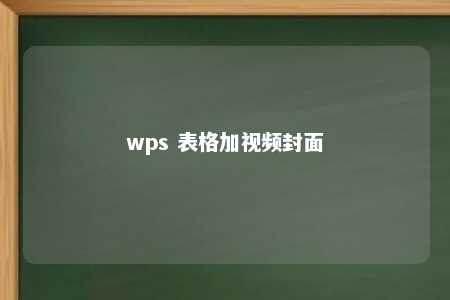 wps 表格加视频封面 