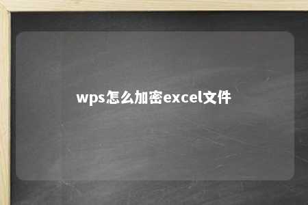 wps怎么加密excel文件 