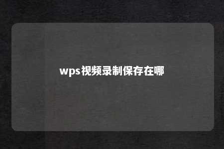 wps视频录制保存在哪 