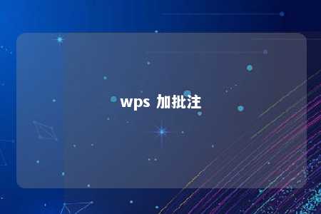 wps 加批注 