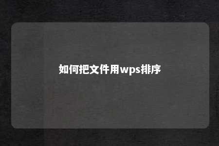 如何把文件用wps排序 