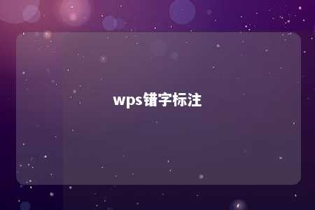 wps错字标注