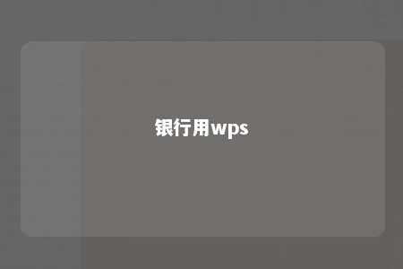 银行用wps 