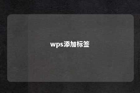 wps添加标签 