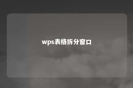 wps表格拆分窗口