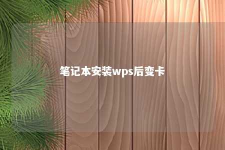 笔记本安装wps后变卡 